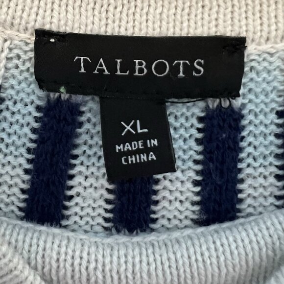 Talbots Women's Rib Yoke Crewneck Sweater Size XL Blue Knit Pullover Cozy - Picture 4 of 8